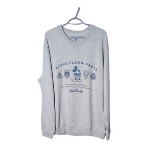 Disneyland Paris Men's Sweatshirt Size XXL Gray Embroidered Crewneck Pullover